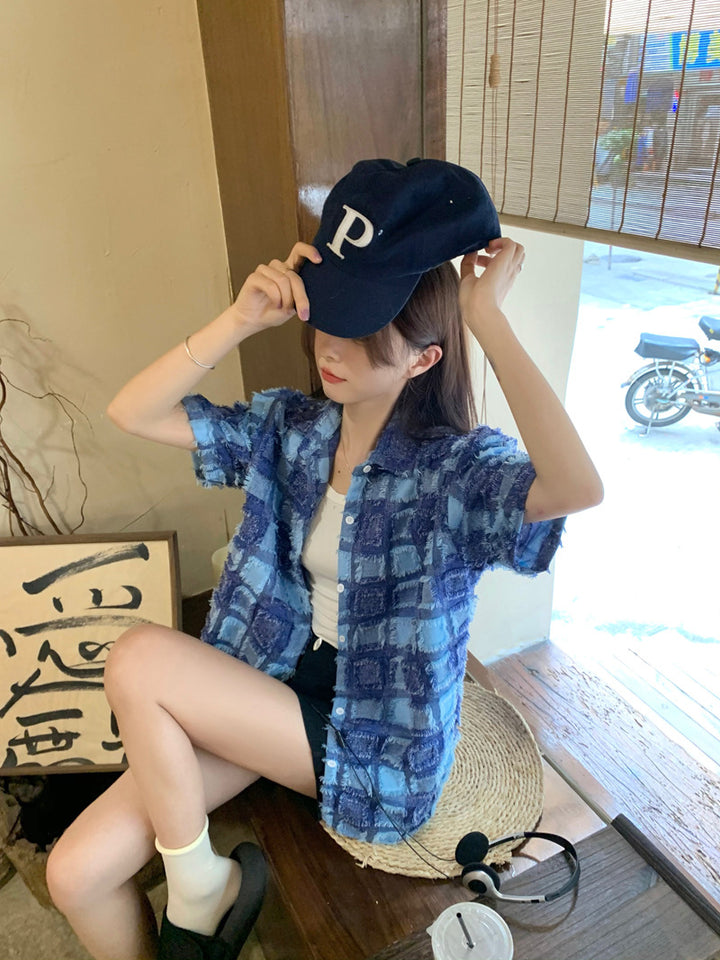 Fashion Small Crowd Tassel Plaid Shirt