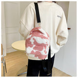 Cute Cows Pattern Furry Backpack Women Small Bags