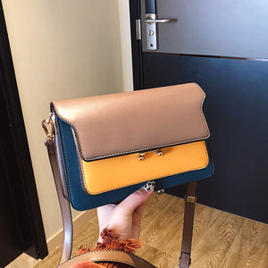 Contrast Color Leather Shoulder Bags For Women