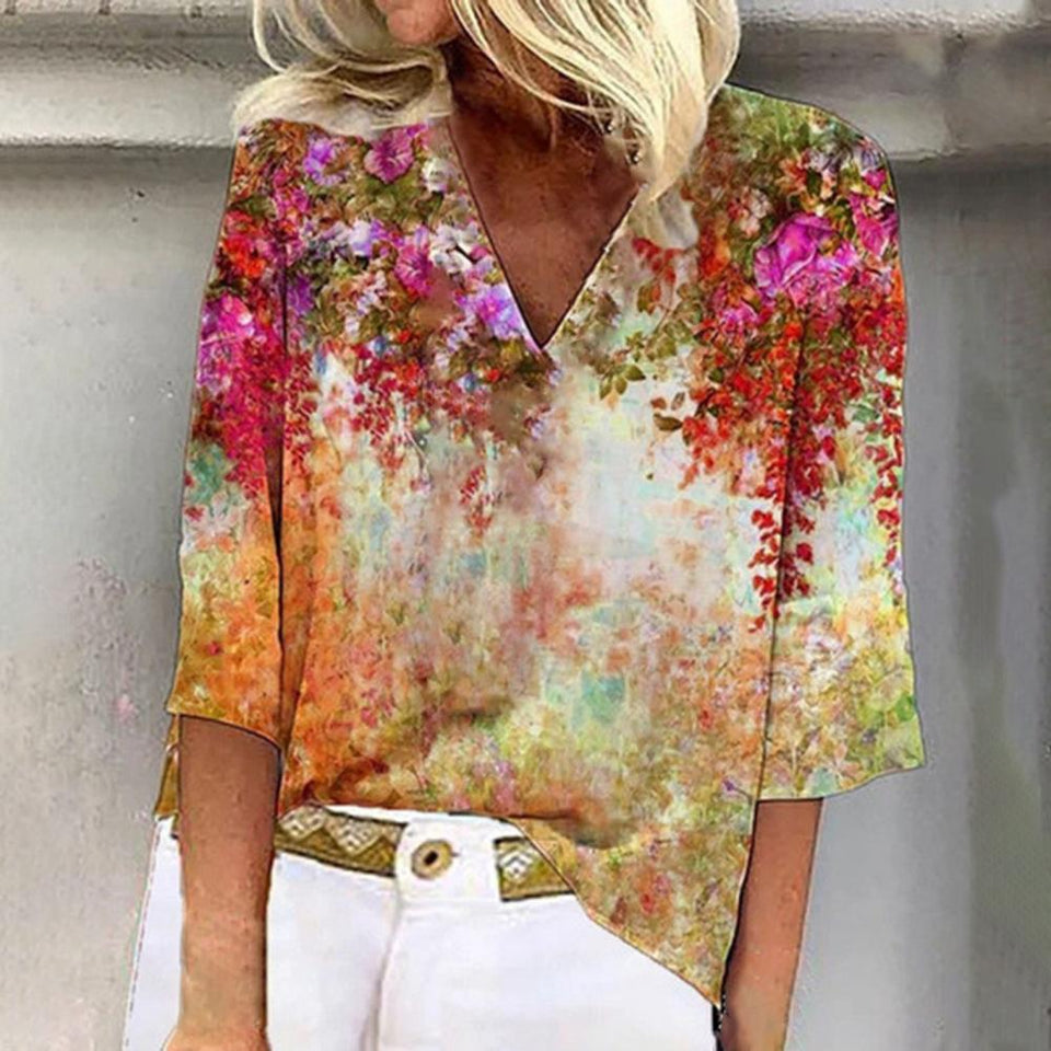 Spring And Summer New Pullover Loose Tie-dye Print T-shirt Top