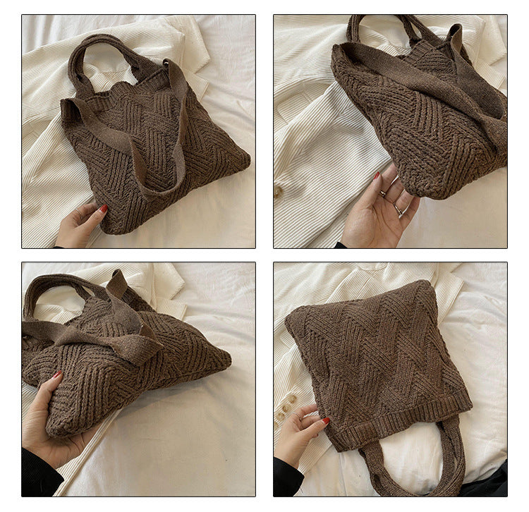 Japanese And Korean Literary Wool Knitted Bags For Women