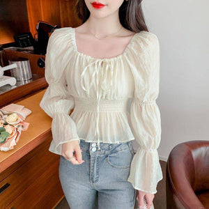 Small Pleated Shoulder Flare Sleeve Is Thin