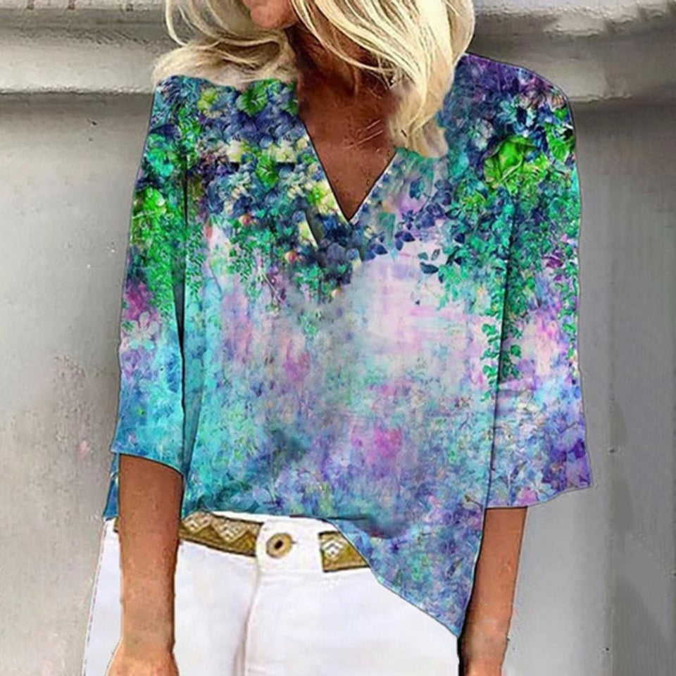 Spring And Summer New Pullover Loose Tie-dye Print T-shirt Top